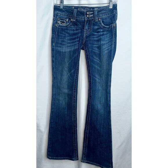 Miss Me Womens Size 25 Embellished Boot Cut JP5002-6R Flap Pocket Denim Jeans - Picture 1 of 9